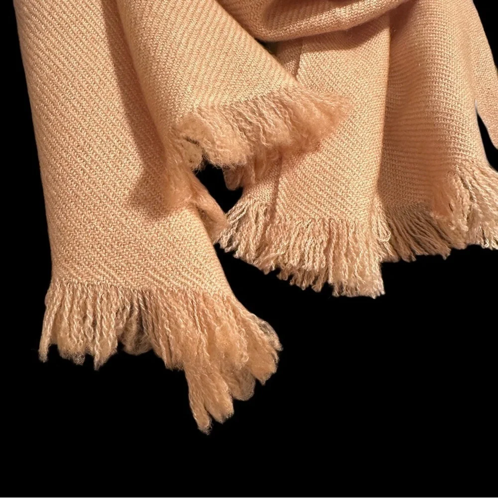 NWT 100% Pashmina Cashmere Muffler Scarf Genuine Chyangra Goat 4 Ply Twill -TAN